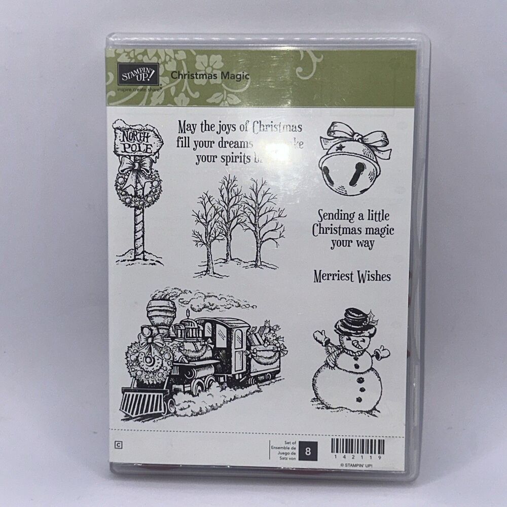 Stampin' Up! Rubber Stamp Set Christmas Magic Complete Train Snowman Winter